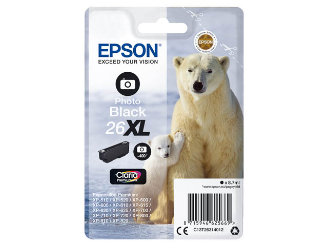 Original Epson 26XL Patrone Foto Schwarz C13T26314012