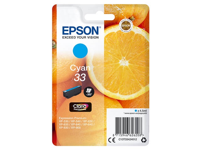 Original Epson 33 Tintenpatrone Cyan T3342