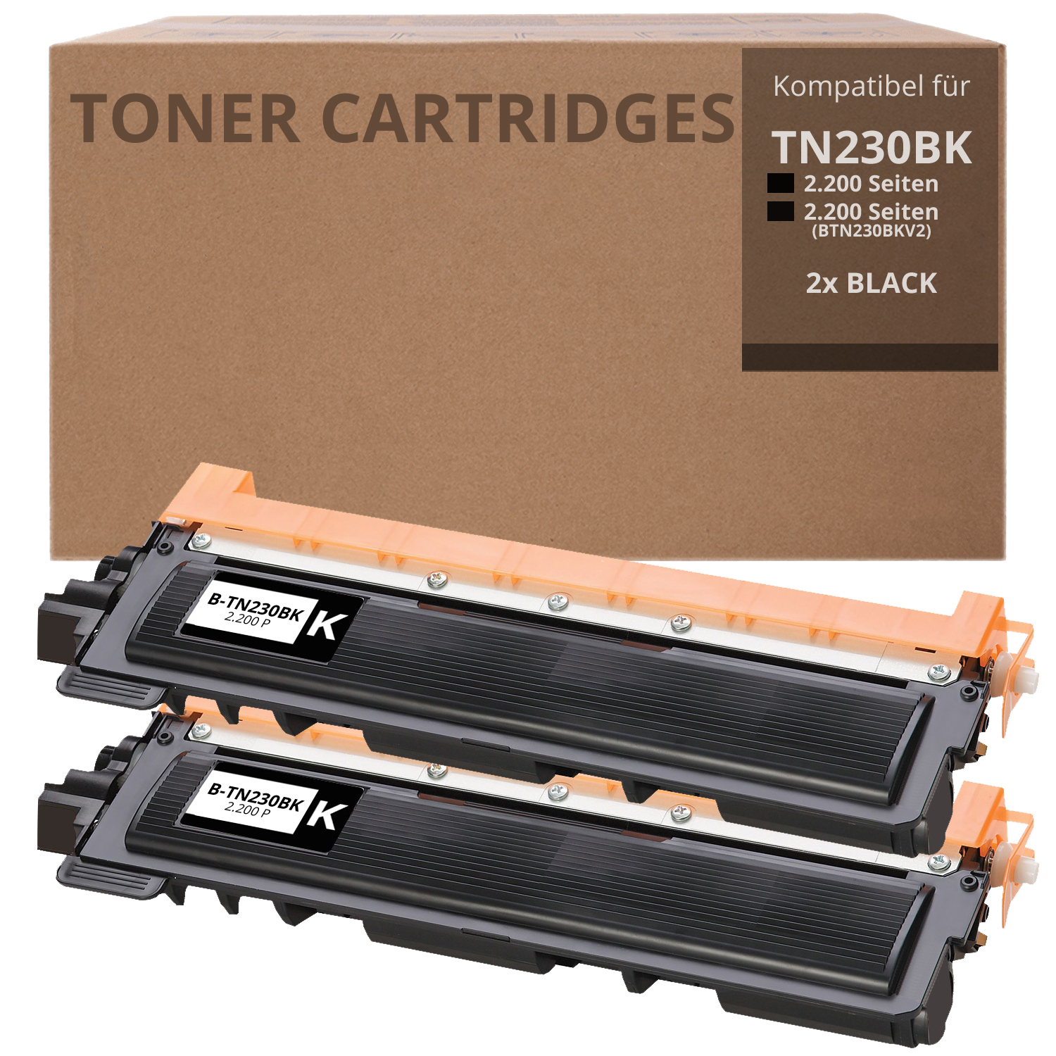 Alternativ zu Brother TN-230BK Toner 2x Schwarz 2.200 Seiten
