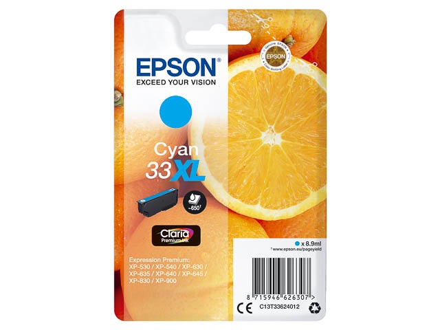 Original Epson 33XL Tintenpatrone Cyan T3362