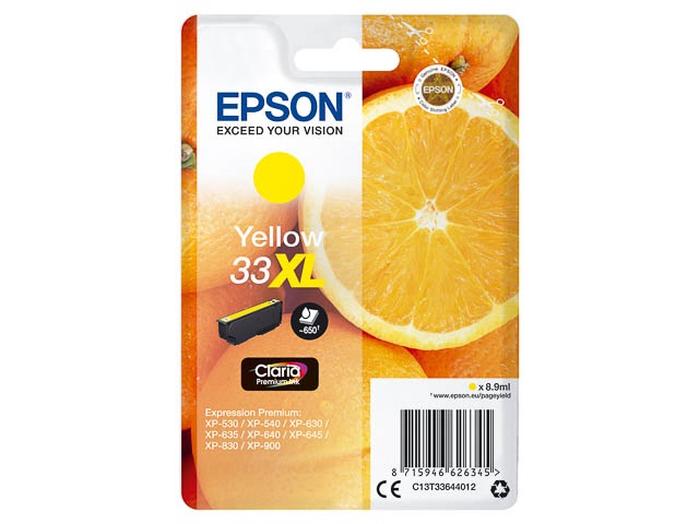Original Epson 33XL Tintenpatrone Gelb T3364