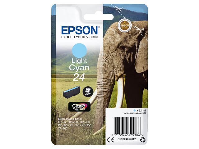 Original Epson 24 Patrone Light-Cyan C13T24254012