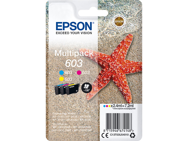 Original Epson 603 Multipack 3-farbig C13T03U54010