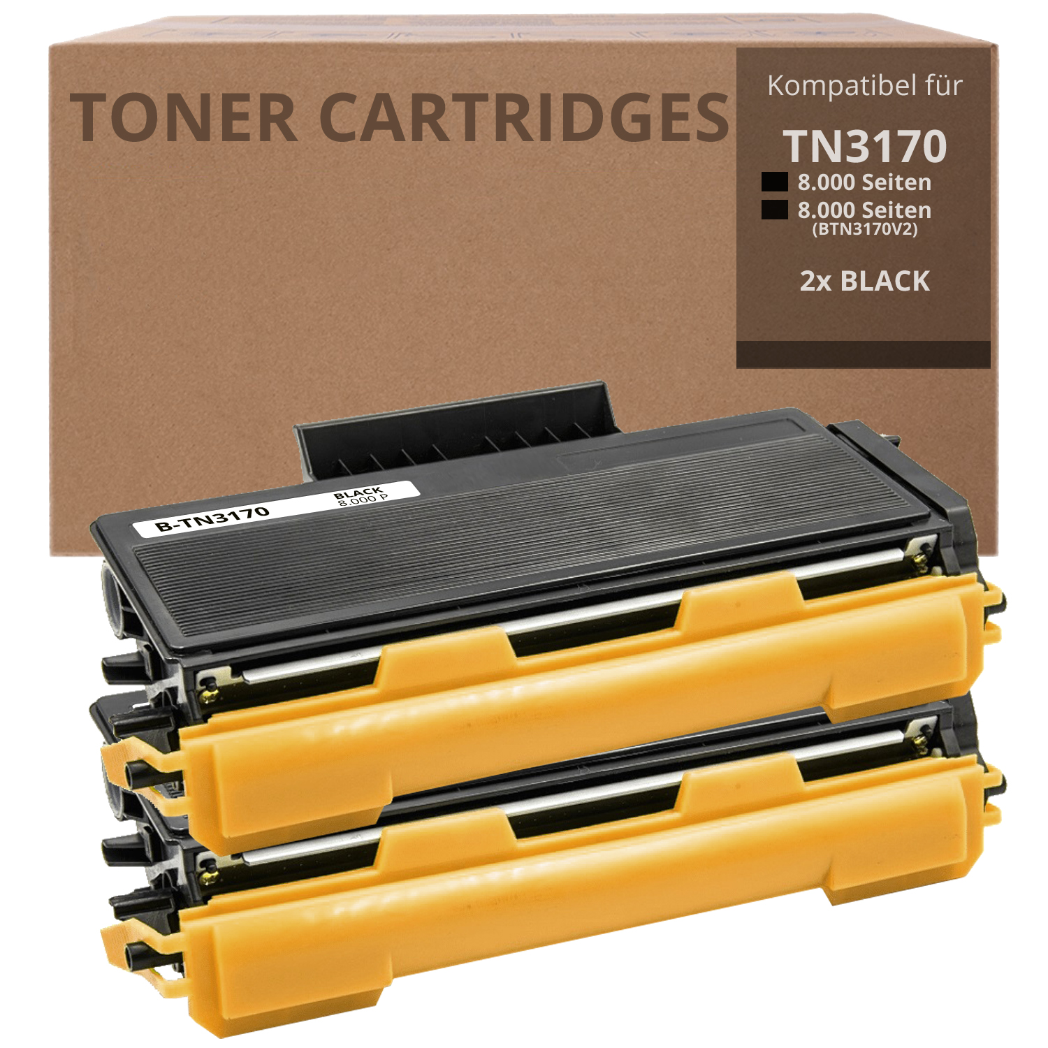 Alternativ zu Brother TN 3170 Toner 2x Schwarz 8.000 Seiten