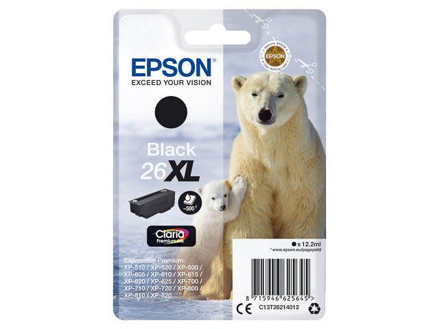 Original Epson 26XL Patrone Schwarz C13T26214012
