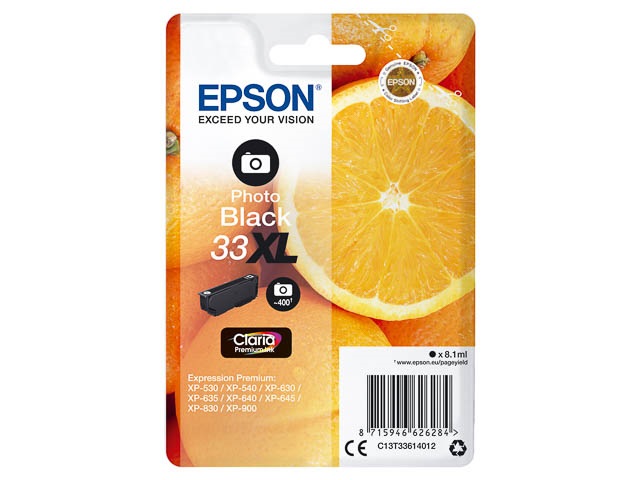 Original Epson 33XL Tintenpatrone Foto-Schwarz T3361