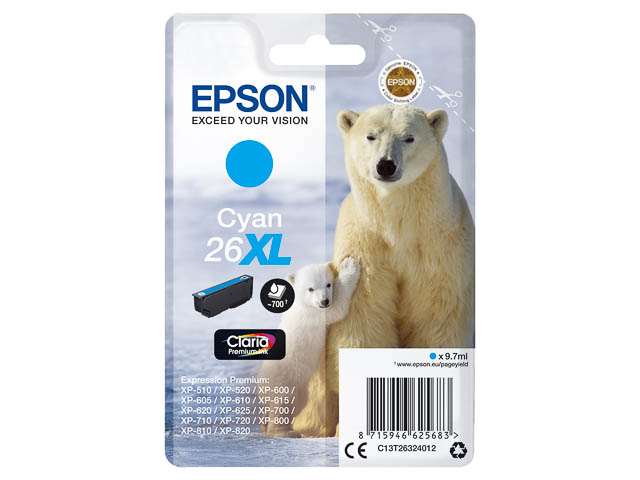 Original Epson 26XL Patrone Cyan C13T26324012
