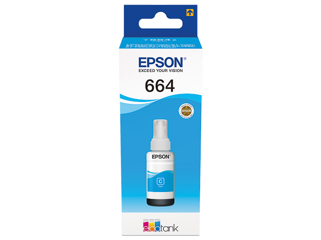 Original Epson 664 EcoTank Tinte Cyan T6642