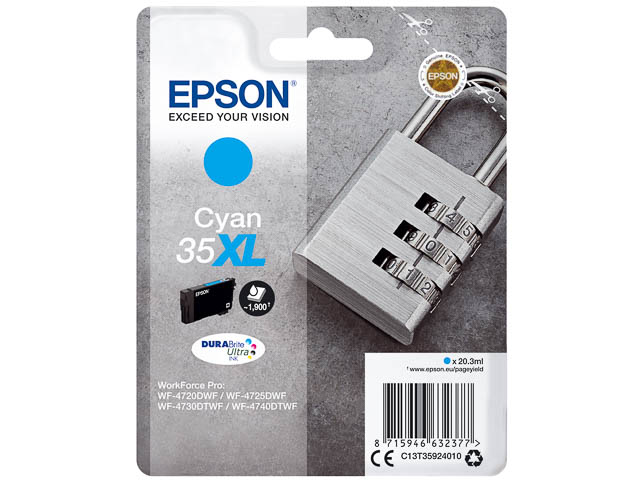 Original Epson 35XL Tintenpatrone Cyan T3592