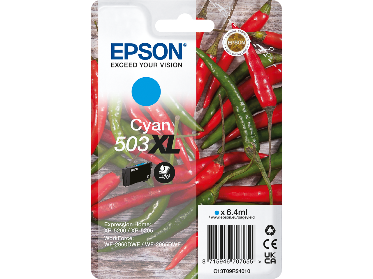 Original Epson 503 Tintenpatrone Cyan C13T09Q24010