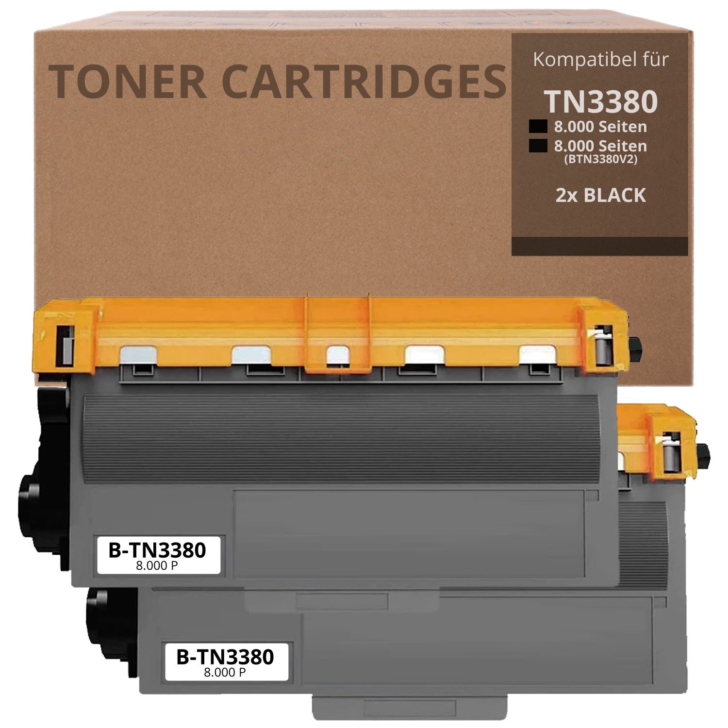 Alternativ zu Brother TN-3380 Toner 2x Schwarz 8.000 Seiten
