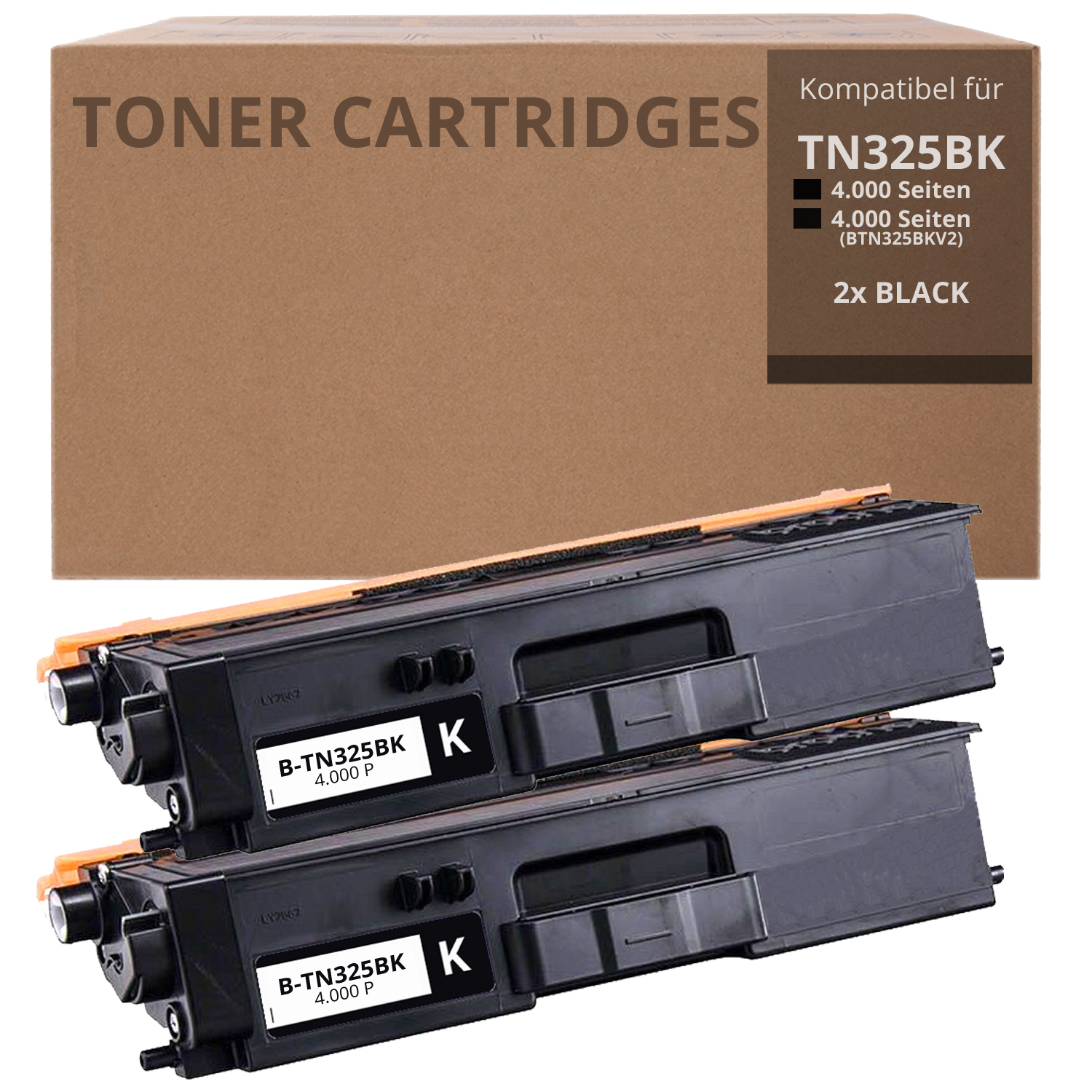 Alternativ zu Brother TN 325 BK Toner 2x Schwarz 4.000 Seiten