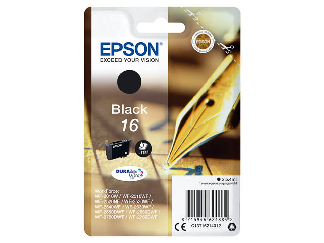 Original Epson 16 Patrone Schwarz C13T16214012