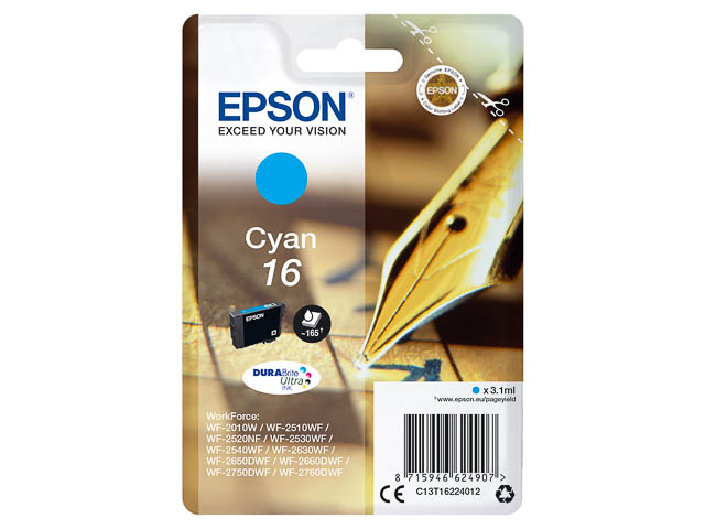 Original Epson 16 Patrone Cyan C13T16224012